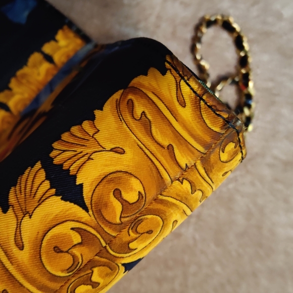 Stuart Weitzman Baroque Print Bag / clutch with braided Metal Chain Strap - Picture 9 of 12